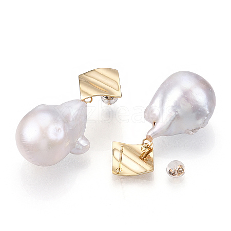 Natural Baroque Keshi Pearl Dangle Stud Earrings PEAR-N020-J28-1