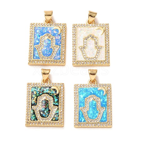 Brass Micro Pave Clear Cubic Zirconia Pendants KK-S048-03G-1