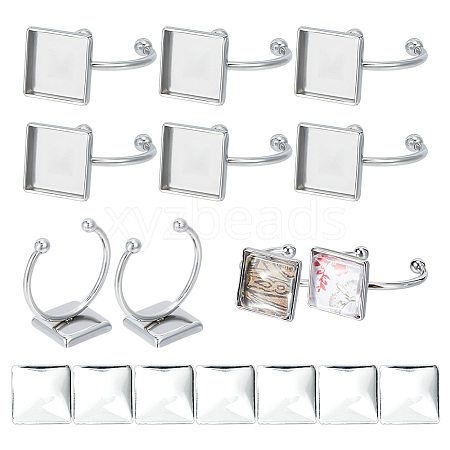 Unicraftale DIY Blank Square Cuff Ring Making Kit DIY-UN0005-39-1