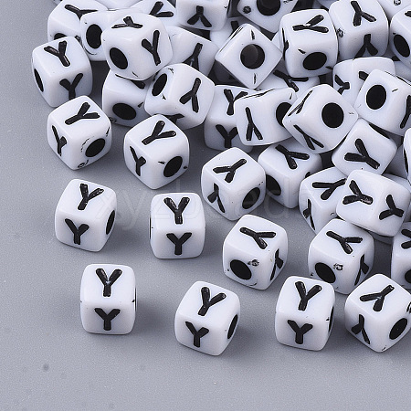 White Opaque Acrylic Beads LS-X-MACR-R869-02Y-1