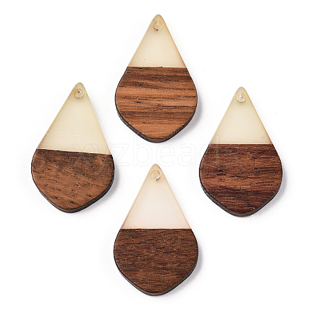 Walnut Wood & Luminous Glow in the Dark Resin Pendants RESI-N039-73-1