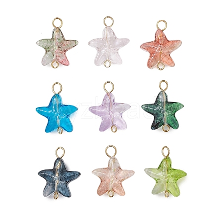 Starfish Gradient Color Baking Paint Transparent Glass Connector Charms PALLOY-JF03277-01-1