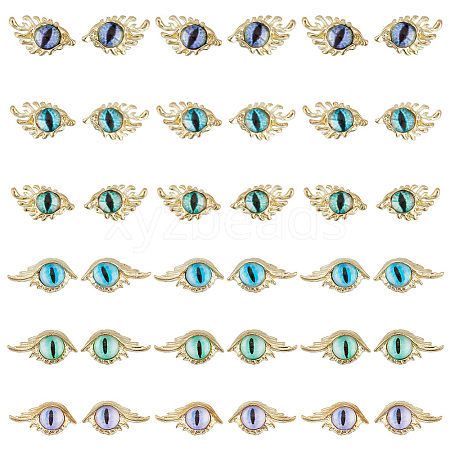 HOBBIESAY 36Pcs 12 Styles Evil Eye Alloy Cabochons MRMJ-HY0002-41-1