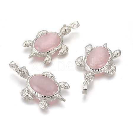 Natural Rose Quartz Pendants G-O164-01F-1