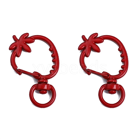 Spray Painted Strawberry Spring Ring Clasps PW-WGB8233-02-1