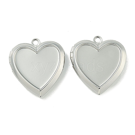 Rack Plating Heart Brass Locket Pendants KK-T071-11P-1