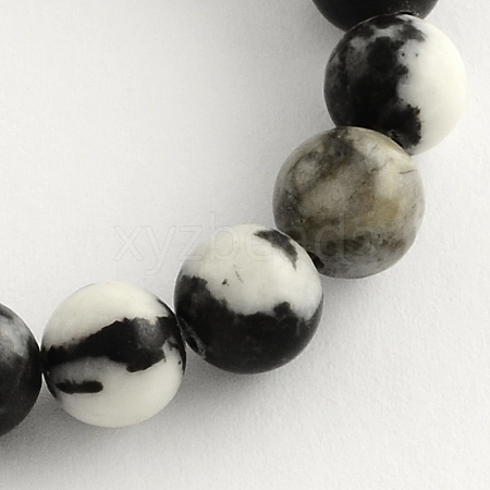 Round Natural Zebra Jasper Beads Strands G-R253-12mm-1