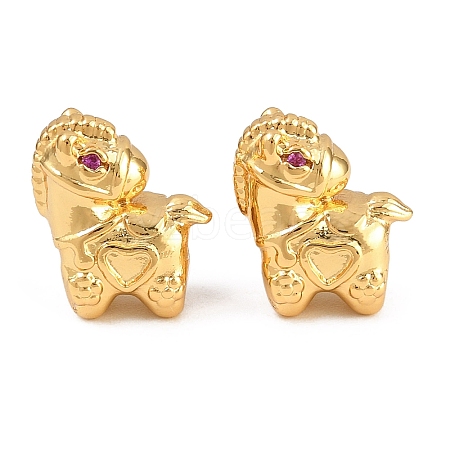 Brass Micro Pave Purple Cubic Zirconia Beads KK-Z162-08G-1