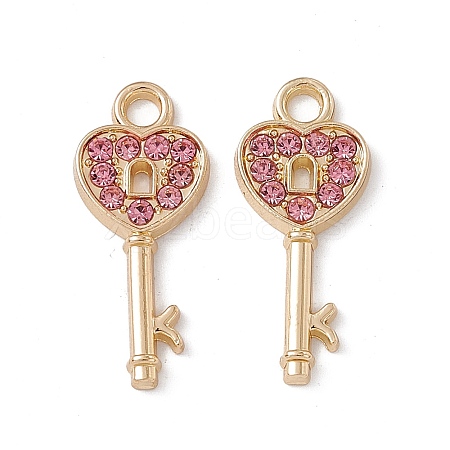 Alloy Light Rose Rhinestone Pendants ALRI-K049-10D-1