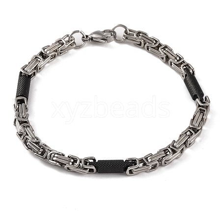 Tarnish Resistant Vacuum Plating 304 Stainless Steel Column Byzantine Chain Bracelets BJEW-B078-66EBP-1