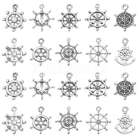 100Pcs 10 Styles Tibetan Style Allloy Pendants TIBEP-CJ0003-07-1