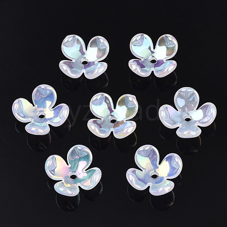 4-Petal Electroplate Acrylic Bead Caps X-PACR-T014-04-1