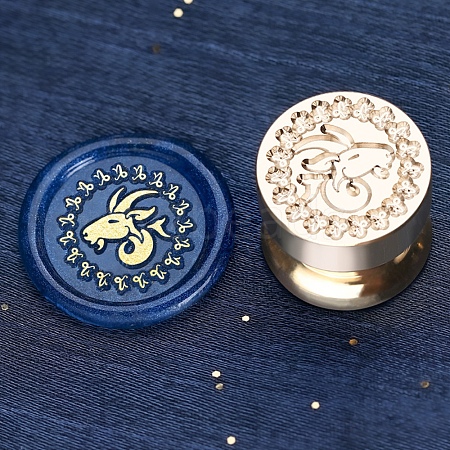 Golden Tone Round Wax Seal Brass Stamp Heads AJEW-S087-02G-05-1