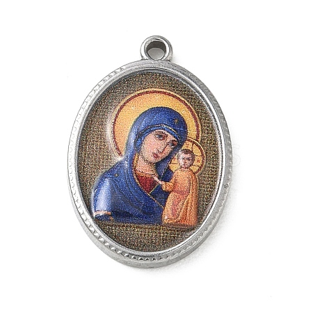 304 Stainless Steel Printed Religion Pendants STAS-G387-03P-09-1