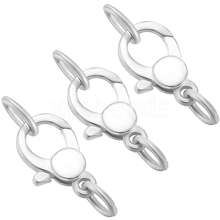 Beebeecraft 3Pcs 925 Sterling Silver Lobster Claw Clasps with Jump Rings STER-BBC0006-98A-1