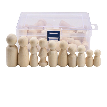 Unfinished Wooden Peg Dolls Set PW-WGB0330-01-1