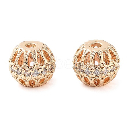 Brass Micro Pave Clear Cubic Zirconia Beads KK-U028-23G-1