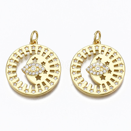 Brass Micro Pave Clear Cubic Zirconia Pendants ZIRC-N039-130-NF-1