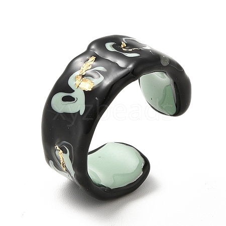 Sparkling Enamel Twist Wave Open Cuff Ring RJEW-H111-06-1