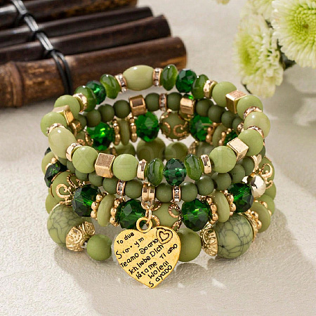 Boho Style Wood Beaded Stretch Bracelet Sets for Women WGE3C3B-30-1