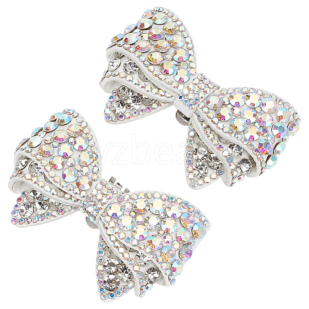 MAYJOYDIY US 2Pcs Bowknot Rhinestone Iron Shoe Decorations AJEW-MA0001-03-1