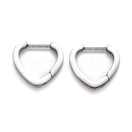 304 Stainless Steel Heart Huggie Hoop Earrings STAS-J033-15P-1