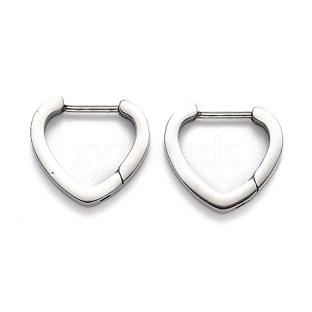 Tarnish Resistant 304 Stainless Steel Heart Huggie Hoop Earrings STAS-J033-15P-1