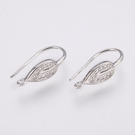 Brass Micro Pave Cubic Zirconia Earring Hooks Findings X-ZIRC-K075-38P-1