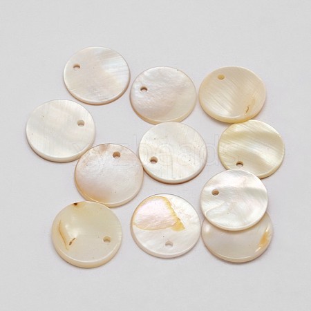 Dyed Natural Flat Round Shell Pendant SHEL-P003-04E-1