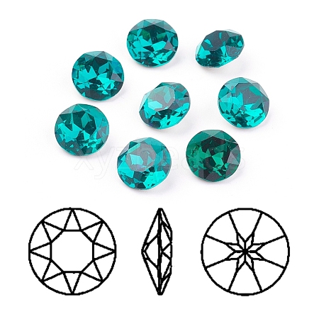 Pointed Back & Back Plated Glass Rhinestone Cabochons RGLA-J012-8mm-229-1