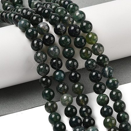 Natural Moss Agate Beads Strands G-A248-A02-01-1