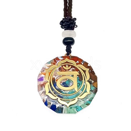 Resin & Natural & Synthetic Mixed Gemstone Pendant Necklaces OG4289-03-1