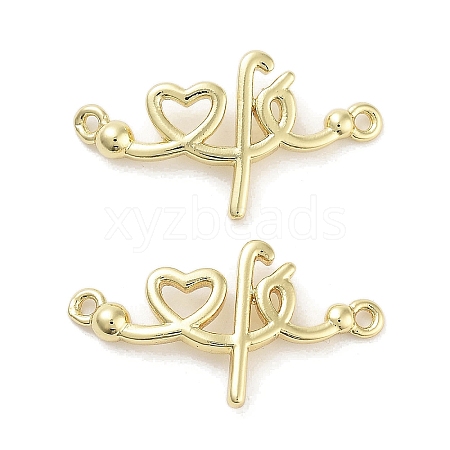 Rack Plating Brass Heart Connector Charms KK-Z064-30G-1