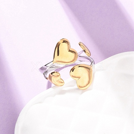 304 Stainless Steel Open Cuff Rings for Women RJEW-K321-01E-1