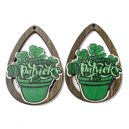 Saint Patrick's Day Single Face Printed Wood Big Pendants WOOD-E016-01-1