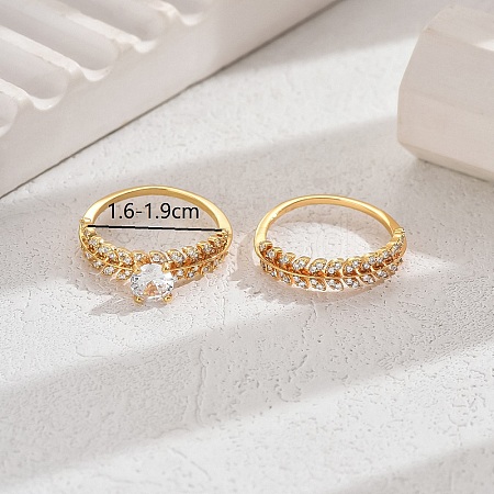 Elegant Copper Ring with 18K Gold Plating and Diamond Inlay YE9619-5-1