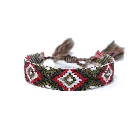 Polyester Braided Rhombus Pattern Cord Bracelet PW-WGDE6D0-17-1