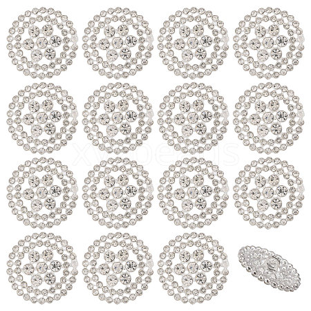 16Pcs  1-Hole Alloy Rhinestone Shank Buttons BUTT-CA0001-32-1