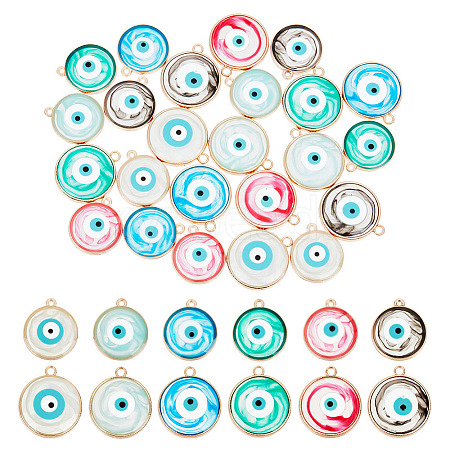   24Pcs 12 Styles Transparent Evil Eye Resin Pendants RESI-PH0001-87-1