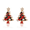 Christmas Tree Alloy Rhinestone Stud Earrings WG792CD-01-4