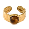 Round Natural Tiger Eye Finger Rings RJEW-Q822-03G-01-2