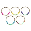 5Pcs Luminous Acrylic Heart & Plastic & Polymer Clay Heishi Stretch Bracelets Set HEAR-PW0001-123G-1