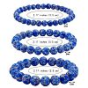 3Pcs 3 Size Synthetic Imperial Jasper Round Beaded Stretch Bracelets Set BJEW-SW00064-33-7