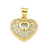 Heart Rack Plating Brass Micro Pave Cubic Zirconia Charms KK-Z053-17G-2