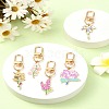 Alloy Enamel Flower Pendant Decorations HJEW-YW00023-01-4