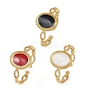 Oval 304 Stainless Steel Enamel Cuff Rings for Women RJEW-G355-01G-2