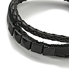 Braided PU Leather & Waxed Cords Triple Layer Multi-strand Bracelets BJEW-P329-06B-EB-2