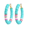 Basketball Wives Style Brass Heishi Beaded Hoop Earrings X-EJEW-JE04083-04-1