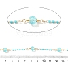 Brass Hexagonal Column Glass Seaded Beaded & Resin Round Beaded Link Chains CHC-G026-01A-2
