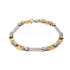 304 Stainless Steel Rectangle Byzantine Chain Bracelets BJEW-B078-111GP-1